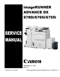 Canon imageRUNNER ADV DX 6755 6765 6780 Service Manual and Parts Manual