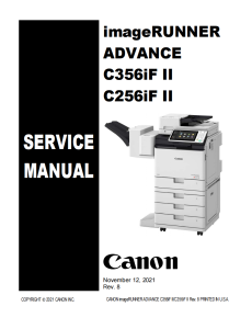 Canon imageRUNNER ADV C256iF C356iF II Service Manual and Parts Manual.. 