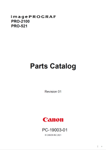 Canon imagePROGRAF PRO-2100 PRO-521 Parts Manual
