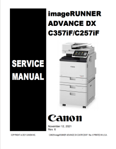 CANON imageRUNNER ADV iR DX-C357iF C257iF Service Manual..