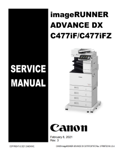 Canon imageRUNNER ADV DX C477 Service Manual and Parts Manual.. 