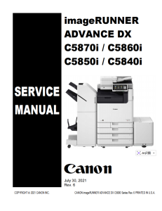CANON imageRUNNER ADV iR DX-C5800 C5840i C5850i C5860i C5870i Service Manual..