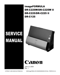 Canon imageFORMULA DR C125 C225 Service Manual and Parts Manual..