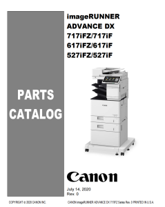 Canon imageRUNNER ADV DX 527 617 717 Service Manual and Parts Manual.. 