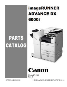 Canon imageRUNNER ADV DX 6000i Service Manual and Parts Manual.. 