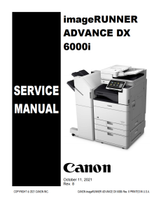 Canon imageRUNNER ADV DX 6000i Service Manual and Parts Manual.. 