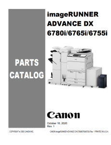 Canon imageRUNNER ADV DX 6755 6765 6780 Service Manual and Parts Manual.. 