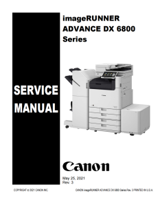 Canon imageRUNNER ADV DX 6800 6860 6870 6880 Service Manual and Parts Manual.. 