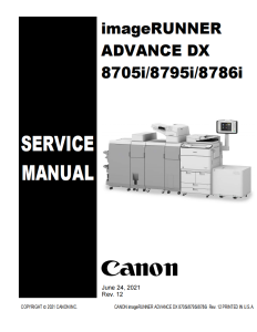 Canon imageRUNNER ADV DX 8705 8786 8795 Service Manual and Parts Manual.. 