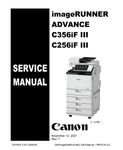 Canon imageRUNNER iR C256 C356 III Service Manual and Parts Manual.. 