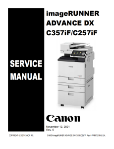 Canon imageRUNNER ADV DX C257 C357 Service Manual and Parts Manual.. 