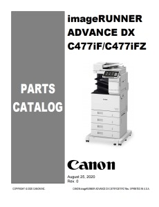Canon imageRUNNER ADV DX C477 Service Manual and Parts Manual.. 