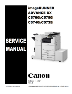 Canon imageRUNNER ADV DX C5735 C5740 C5750 C5760 Service Manual and Parts Manual.. 
