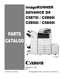 Canon imageRUNNER ADV DX C5840 C5850 C5860 C5870 Service Manual and Parts Manual.. 