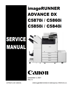 Canon imageRUNNER ADV DX C5840 C5850 C5860 C5870 Service Manual and Parts Manual.. 