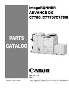 Canon imageRUNNER ADV DX C7765 C7770 C7780 Service Manual and Parts Manual.. 