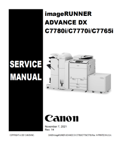 Canon imageRUNNER ADV DX C7765 C7770 C7780 Service Manual and Parts Manual.. 