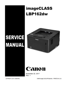 Canon imageCLASS LBP 162 Service Manual and Parts Manual..