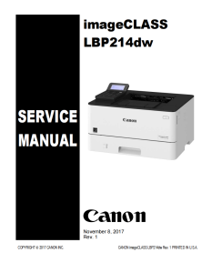 Canon imageCLASS LBP 214 Service Manual and Parts Manual..