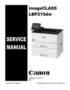 Canon imageCLASS LBP 215 Service Manual and Parts Manual..
