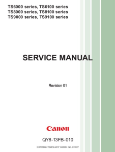 Canon PIXMA TS6000 TS6100 TS8000 TS8100 TS9000 TS9100 Service Manual.