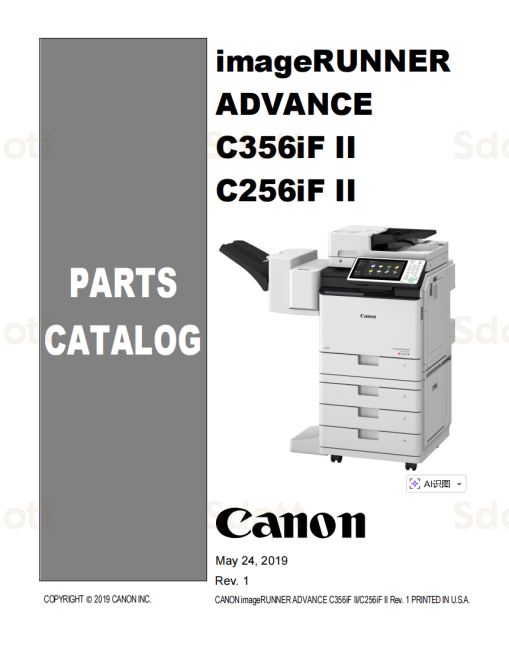 Canon imageRUNNER ADV C256iF C356iF II Service Manual and Parts Manual