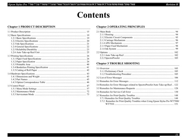 Epson Stylus Pro 7890 7908 9890 9908 WT7900 WT7910 SERVICE MANUAL